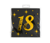 18 Jaar Servetten Zwart Goud 16st